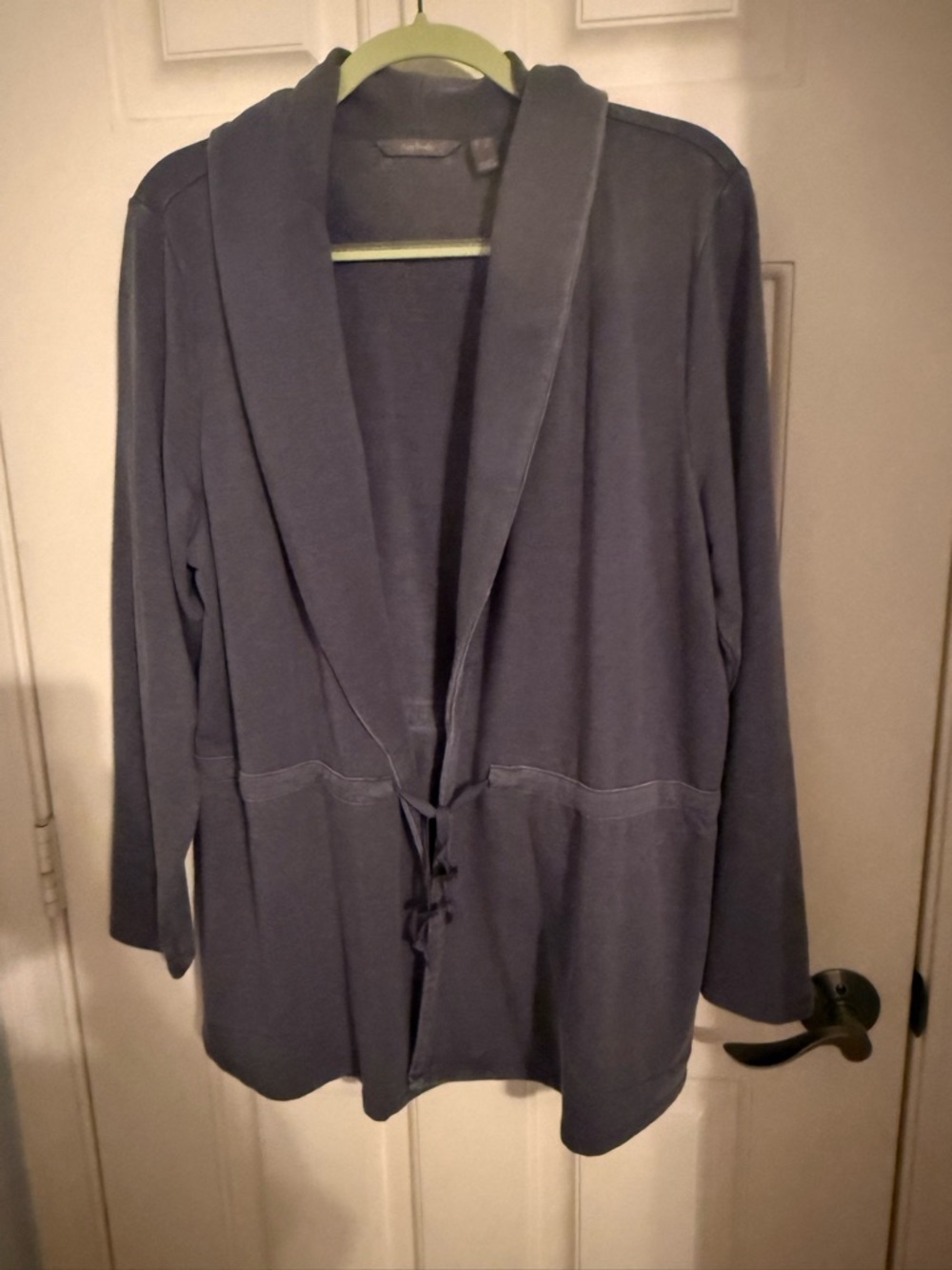 AnyBody Navy Heather Open Front Sweater Jacket